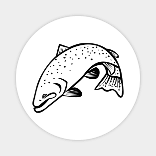 Steelhead Columbia River Redband Trout or Coastal Rainbow Trout Jumping Cartoon Black and White Magnet